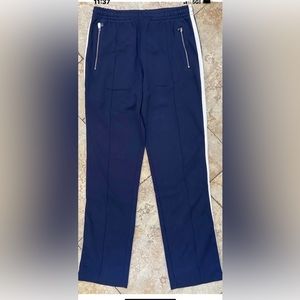 New RLX Ralph Lauren Blue Joggers Sweatpants Mens Zipper Pockets Side Stripe S/M